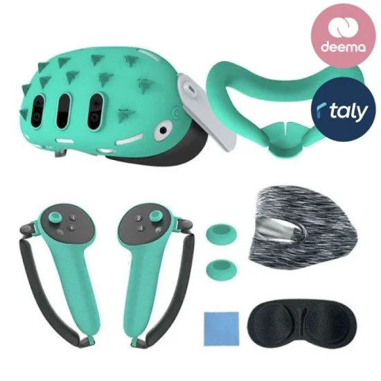 Gamax Meta Quest 3 Hexagon Flat Silicone Protective Case Set - Green